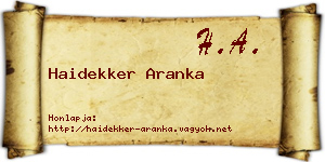 Haidekker Aranka névjegykártya